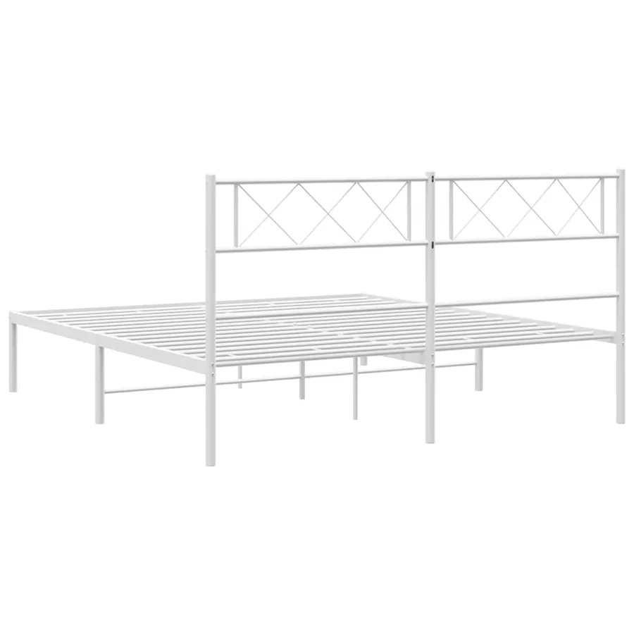 Cadre de lit métal sans matelas et tête de lit blanc 135x190 cm - 8
