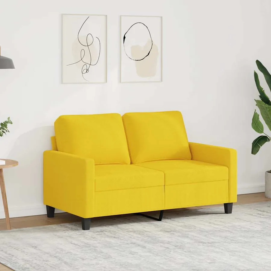 Canapé à 2 places Jaune clair 120 cm Tissu