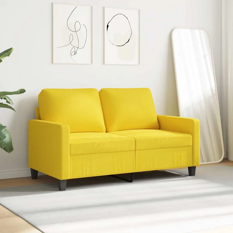 Canapé à 2 places Jaune clair 120 cm Tissu - 3