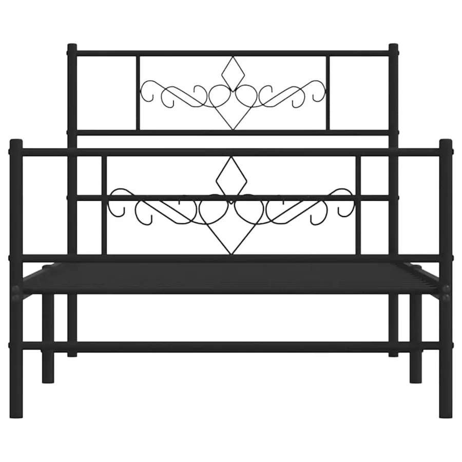 Cadre de lit métal sans matelas avec pied de lit noir 100x190cm - 6
