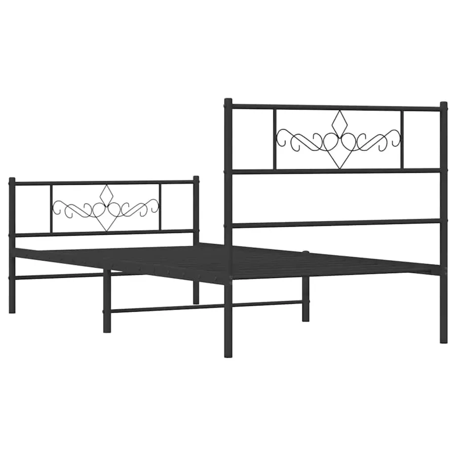 Cadre de lit métal sans matelas avec pied de lit noir 100x190cm - 8