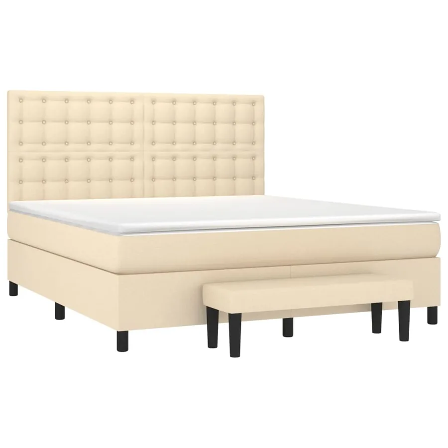 Sommier à lattes de lit avec matelas Crème 180x200 cm Tissu - 3