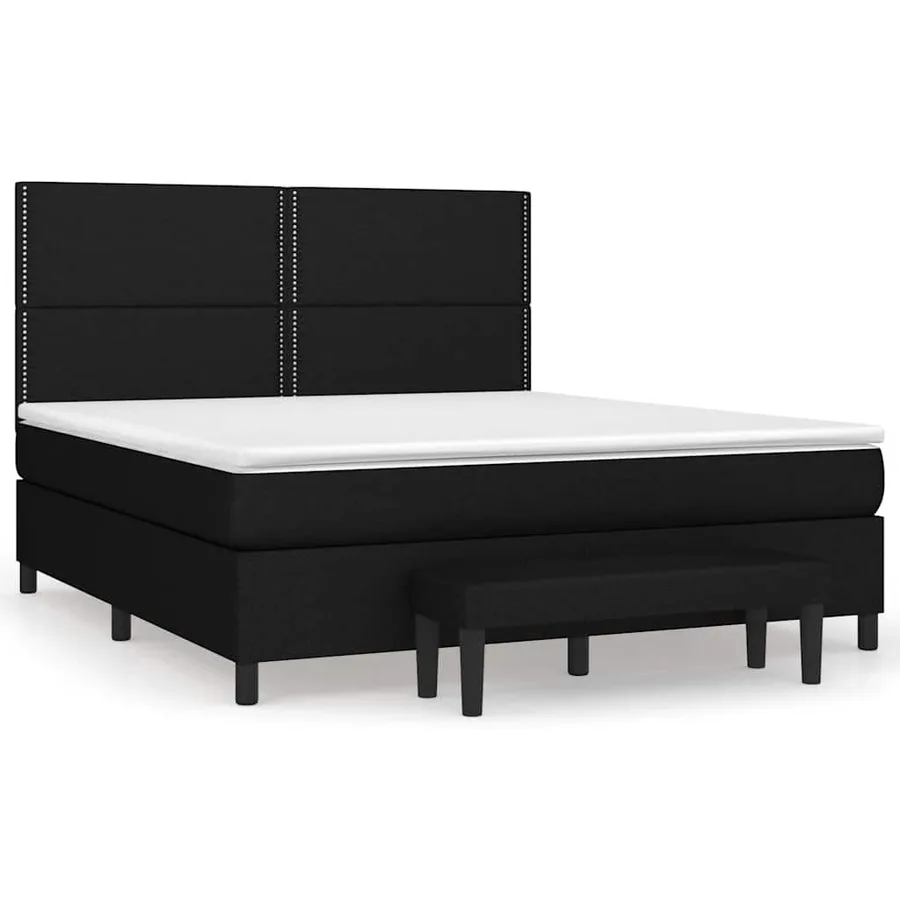 Sommier à lattes de lit avec matelas Noir 160x200 cm Tissu - 2