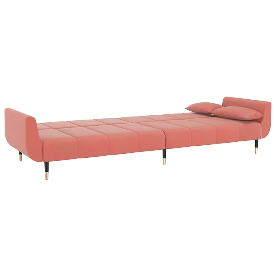 Canapé-lit à 2 places avec deux oreillers Rose Velours - 7