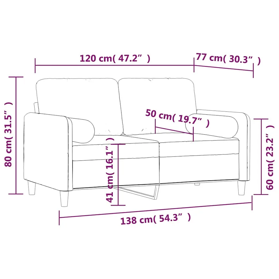 Canapé 2 places oreillers et coussins Gris foncé 120 cm Velours - 7