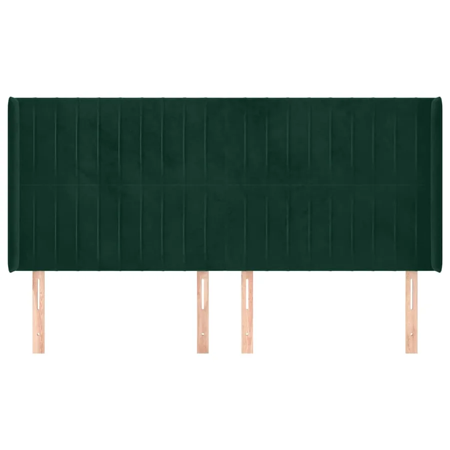 Tête de lit avec oreilles Vert foncé 163x16x118/128 cm Velours - 3