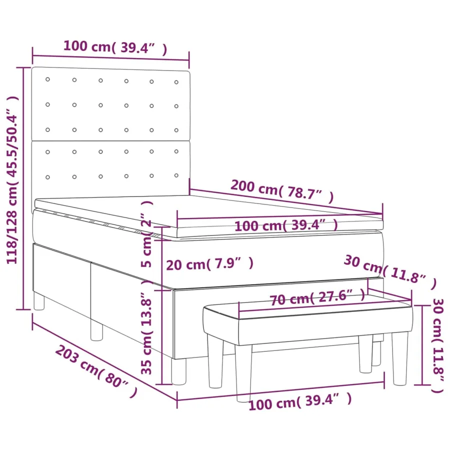 Sommier à lattes de lit avec matelas Cappuccino 100x200 cm - 8