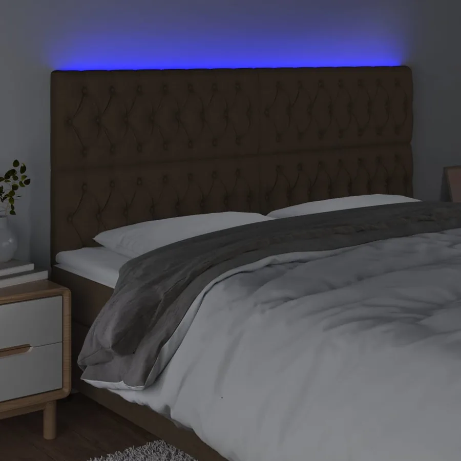 Tête de lit à LED Marron foncé 180x7x118/128 cm Tissu - 3