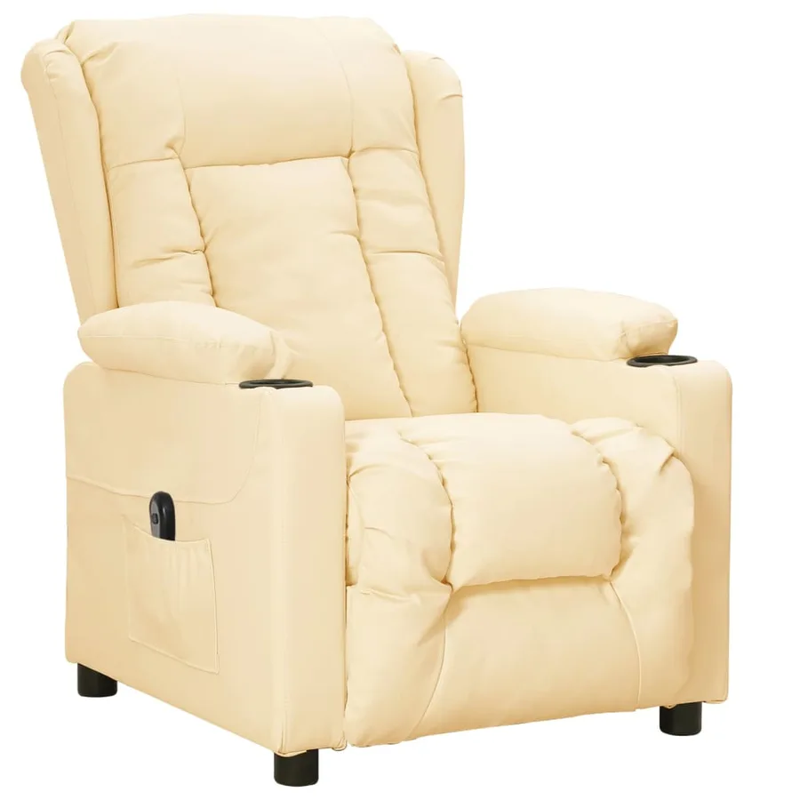 Fauteuil inclinable électrique Crème Similicuir - 2
