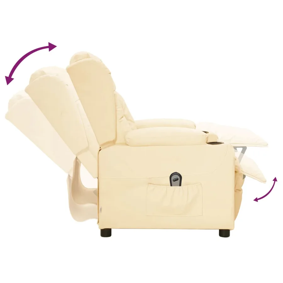 Fauteuil inclinable électrique Crème Similicuir - 7