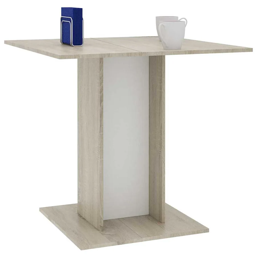 Table à dîner Blanc et chêne sonoma 80 x 80 x 75 cm Aggloméré - 5