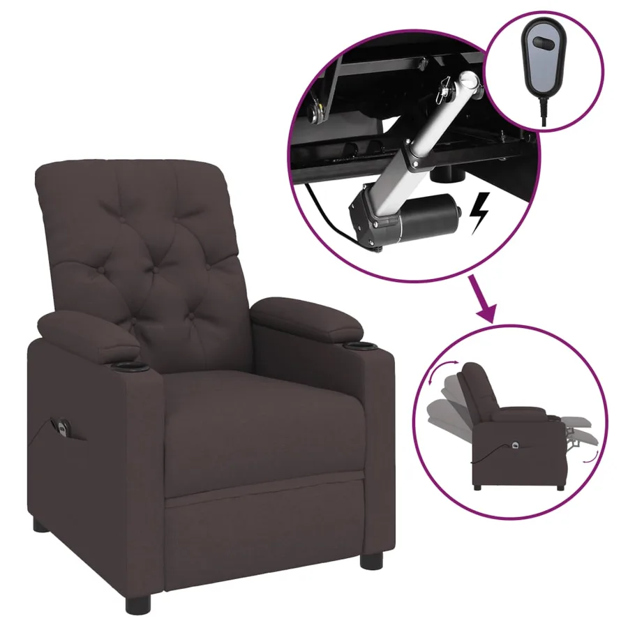 Fauteuil inclinable électrique Marron foncé Tissu - 2