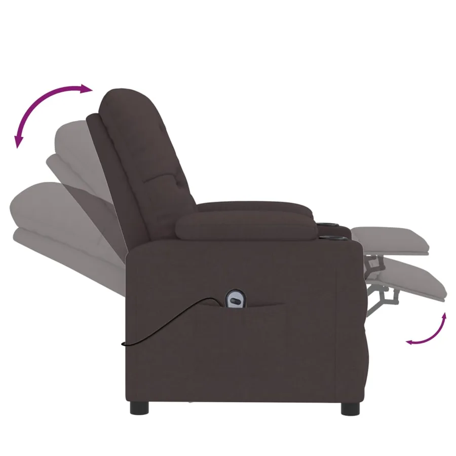 Fauteuil inclinable électrique Marron foncé Tissu - 7