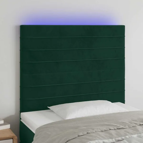 Tête de lit à LED Vert foncé 80x5x118/128 cm Velours