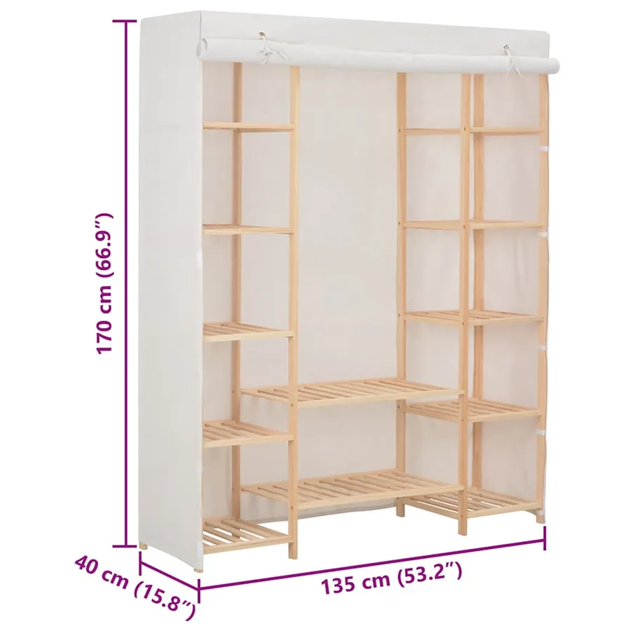 Garde-robe Blanc 135 x 40 x 170 cm Tissu - 6