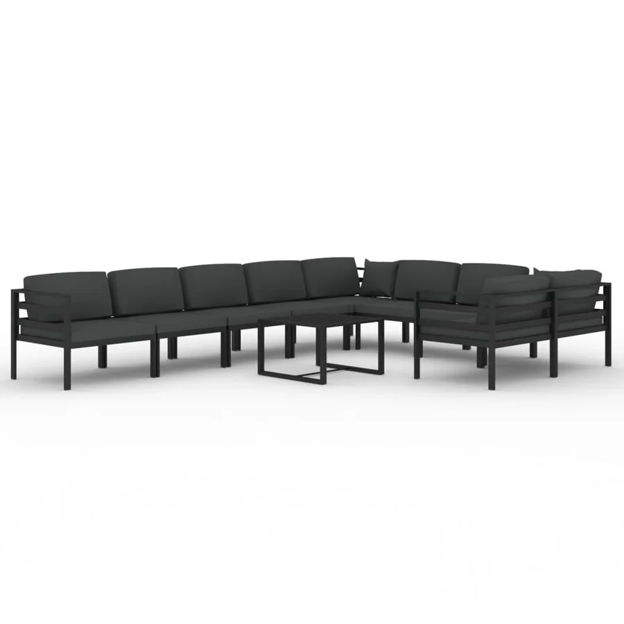 Salon de jardin 10 pcs avec coussins Aluminium Anthracite - 2