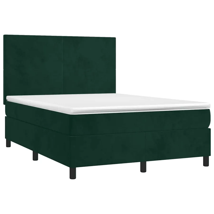 Sommier à lattes de lit et matelas Vert foncé 140x200cm Velours - 3