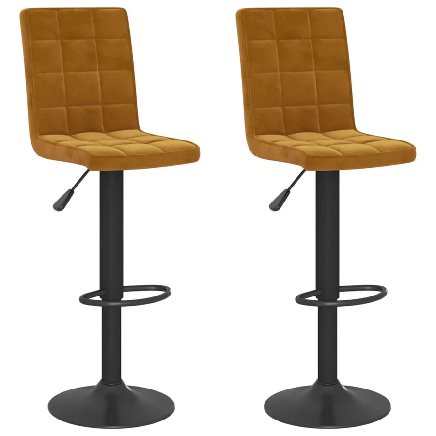 Tabourets de bar lot de 2 marron velours - 2