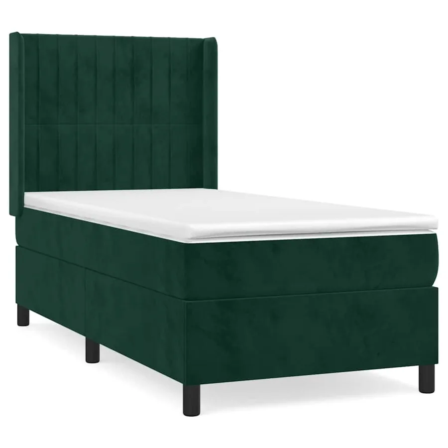 Sommier à lattes de lit avec matelas Vert foncé 90x200 cm - 2