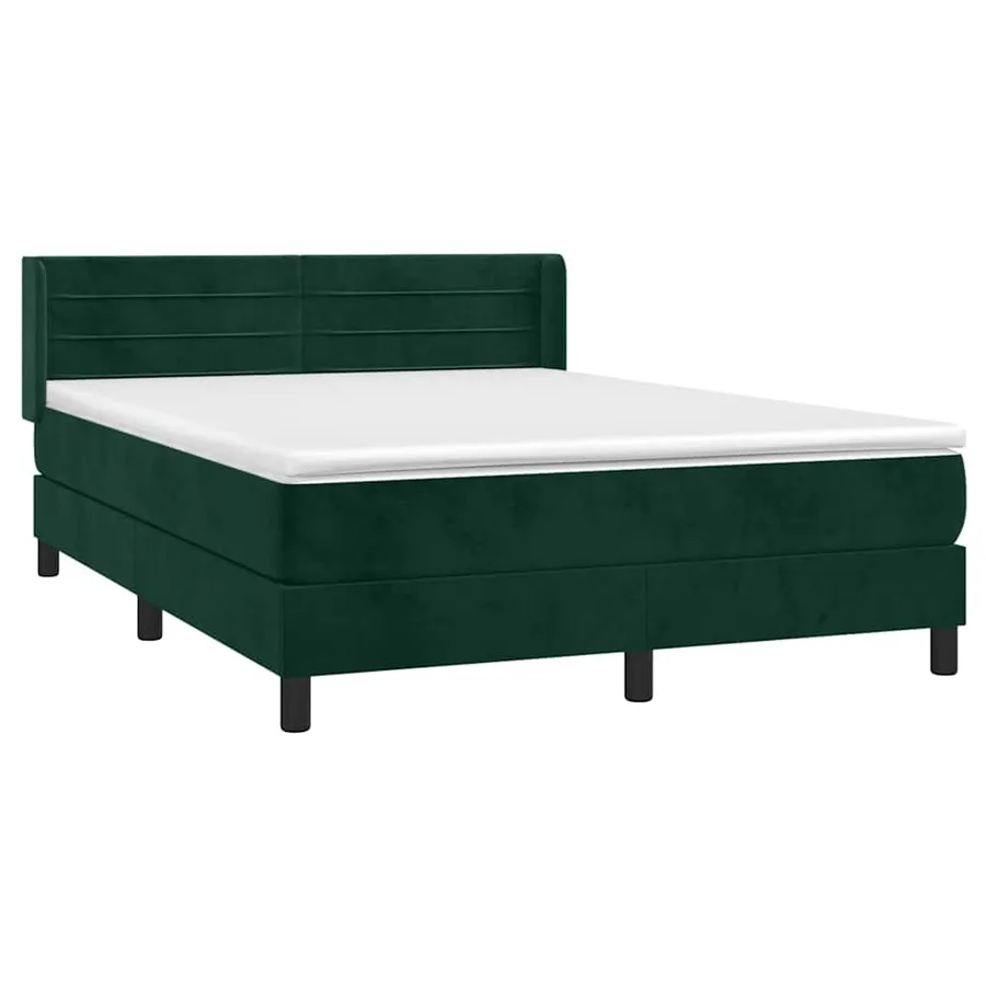 Sommier à lattes de lit et matelas Vert foncé 140x190cm Velours - 3