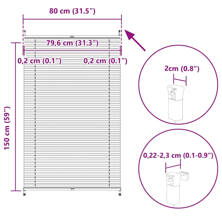Store plissé 80x150 cm Crème - 10