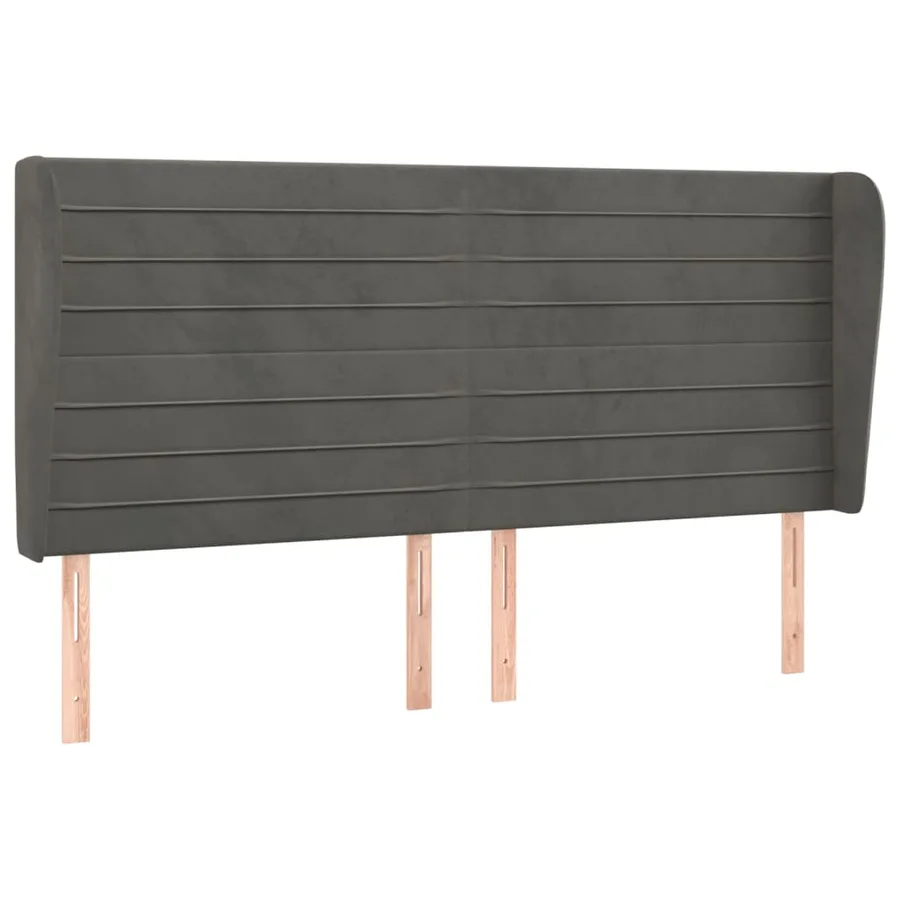 Tête de lit avec oreilles Gris foncé 183x23x118/128 cm Velours - 2