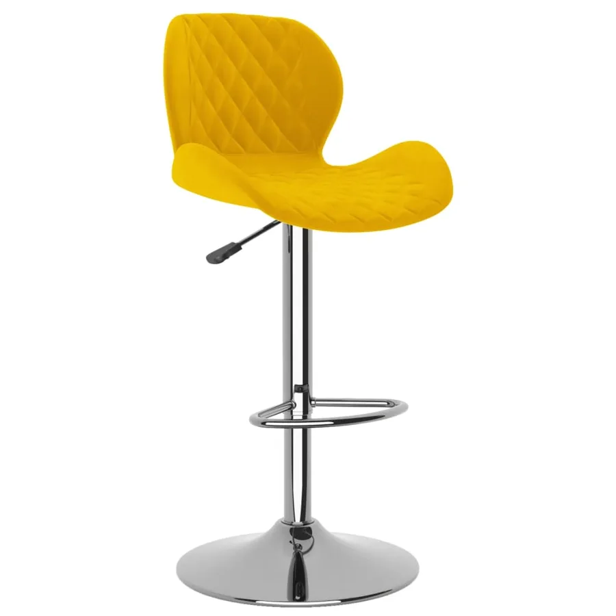 Tabourets de bar lot de 2 jaune moutarde velours - 3