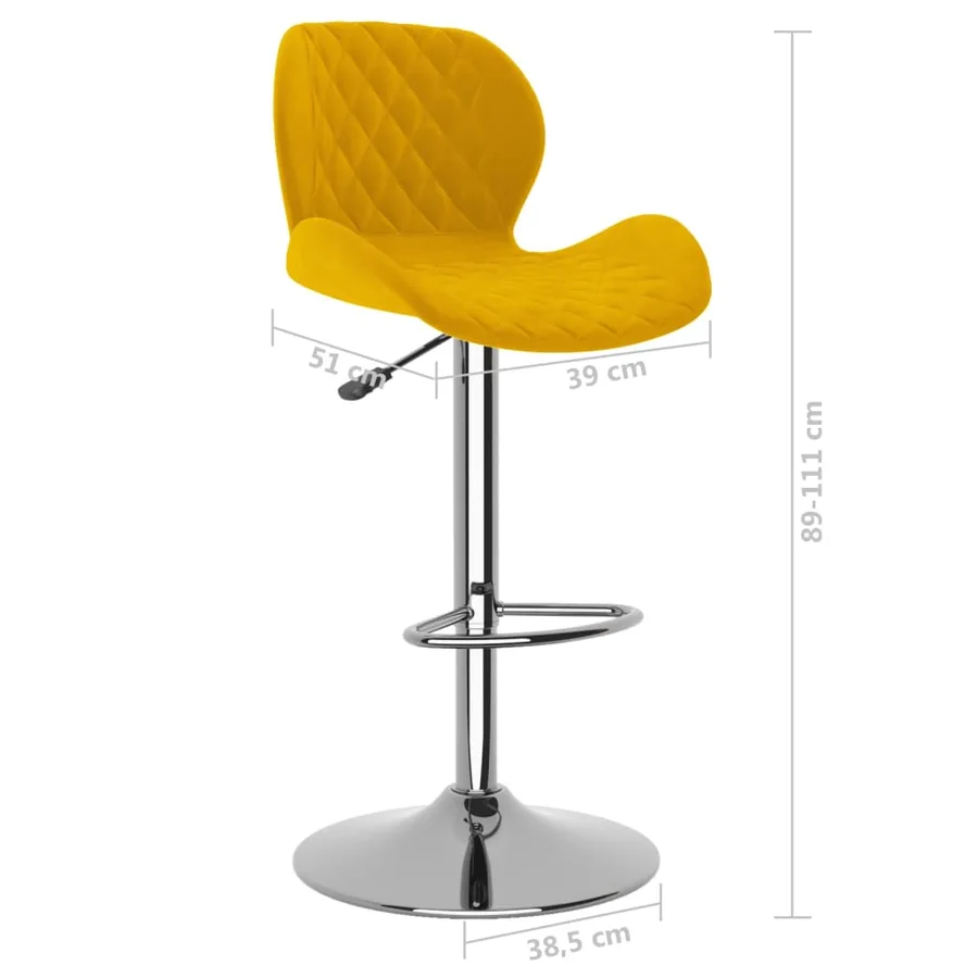 Tabourets de bar lot de 2 jaune moutarde velours - 9