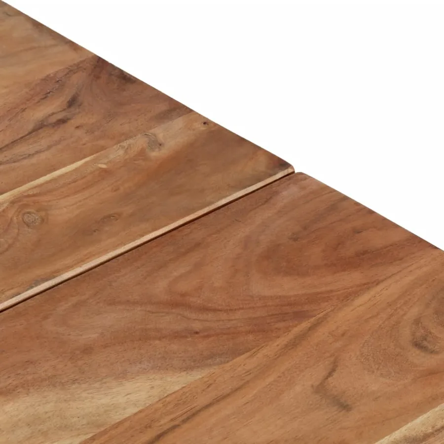 Table basse argenté acier inoxydable et bois massif d'acacia - 8