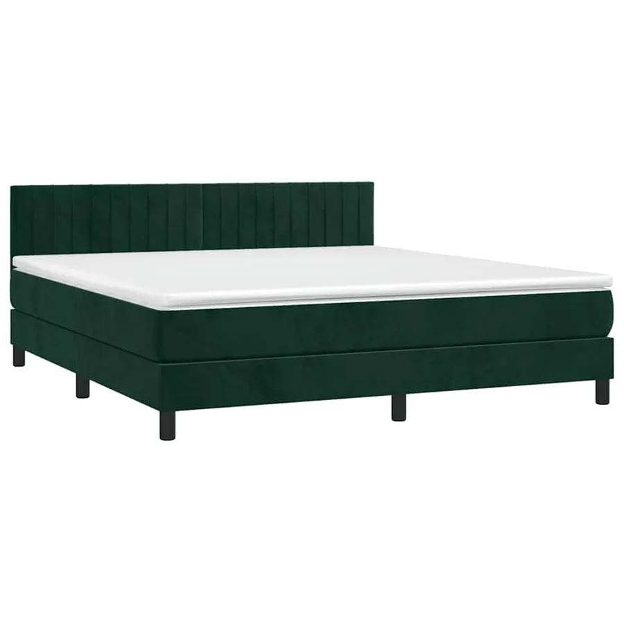 Sommier à lattes de lit avec matelas LED Vert foncé 160x200 cm - 3