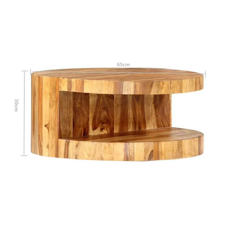 Table basse ronde 65x30 cm Bois solide - 8