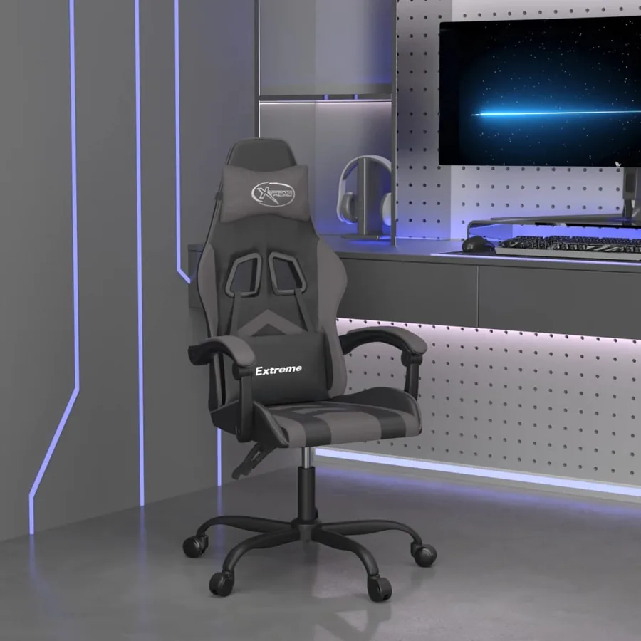 Chaise de jeu Noir et gris Similicuir