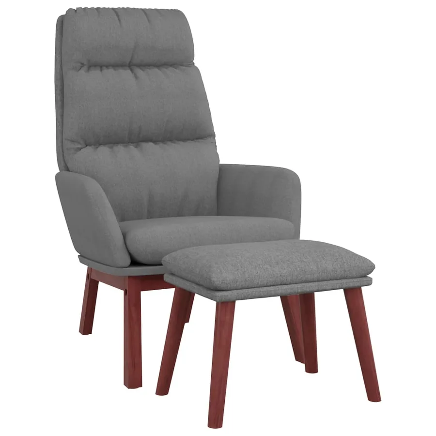 Chaise de relaxation avec tabouret Gris clair Tissu - 2