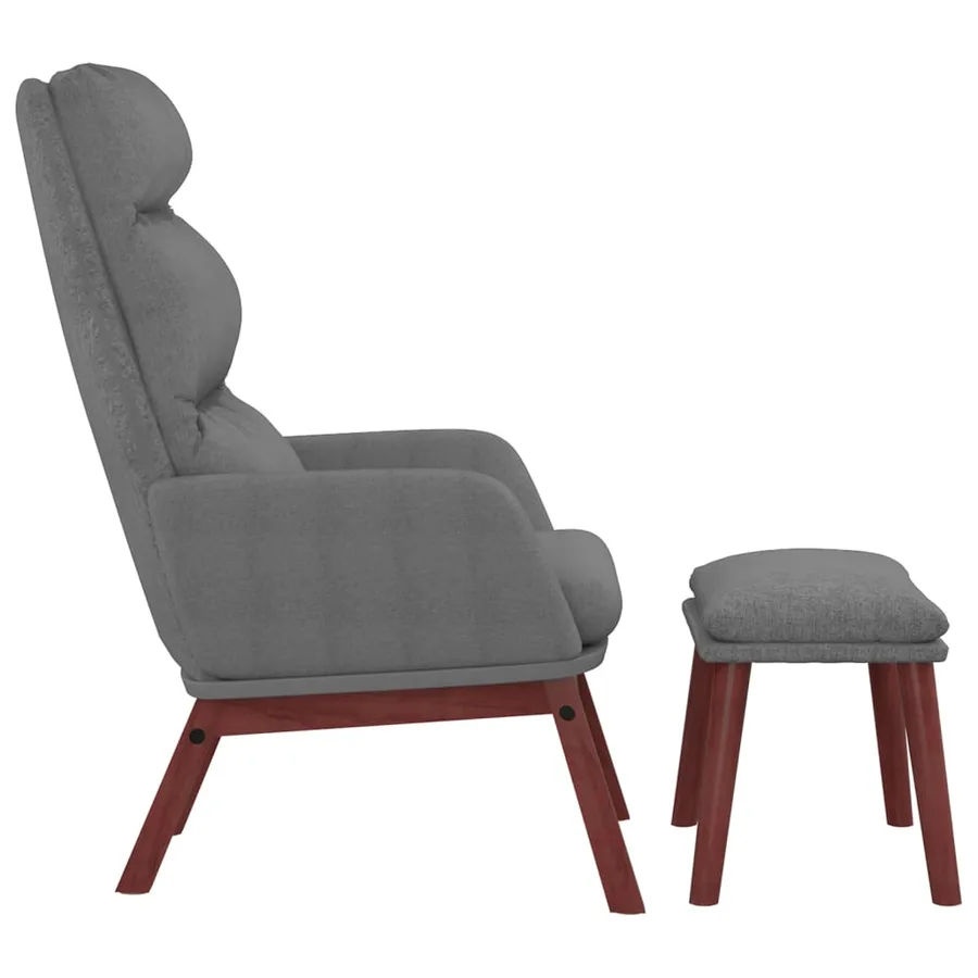 Chaise de relaxation avec tabouret Gris clair Tissu - 3