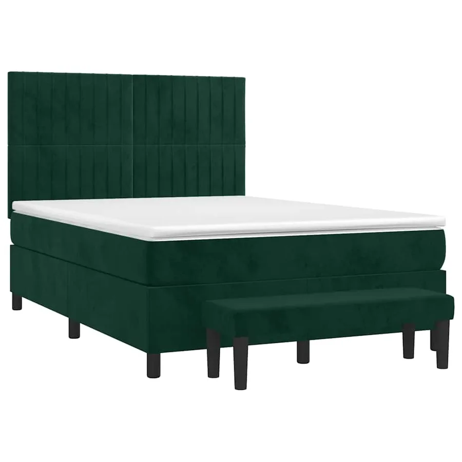 Sommier à lattes de lit et matelas Vert foncé 140x200cm Velours - 3