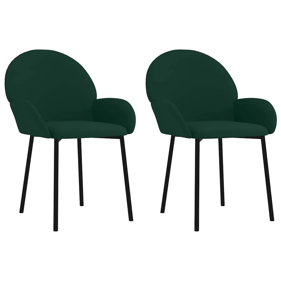 Chaises à manger lot de 2 Vert foncé Velours - 2