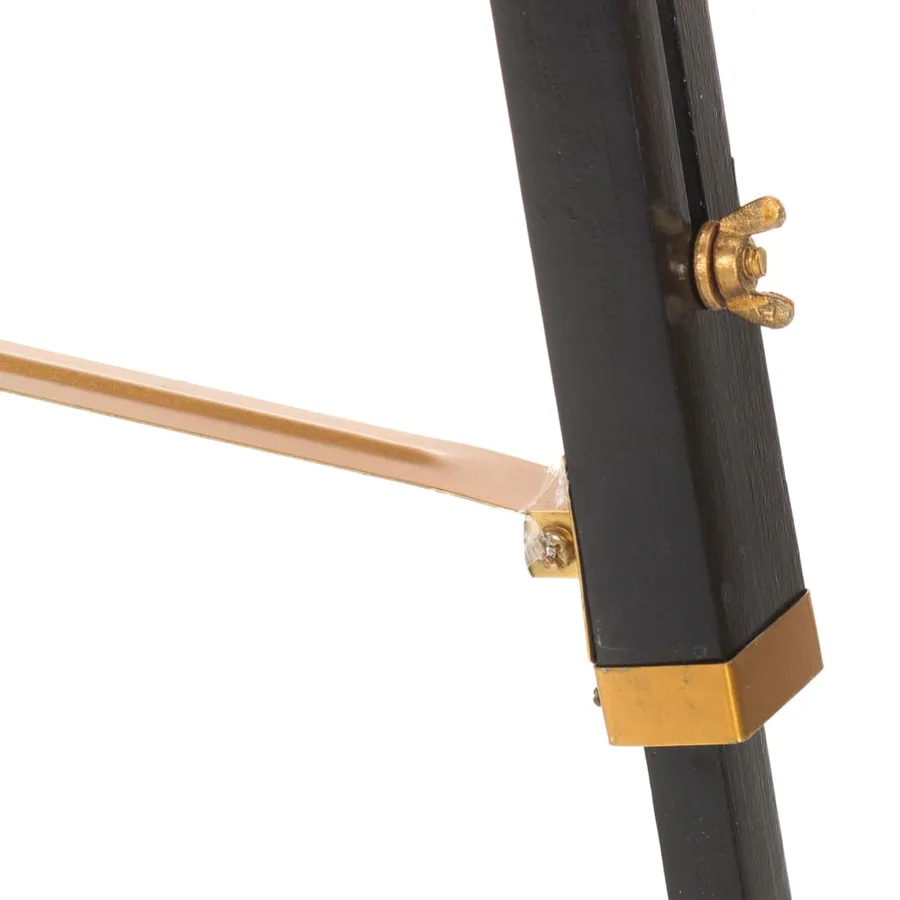 Lampadaire à trépied Noir et doré Bois de teck massif 141 cm - 6