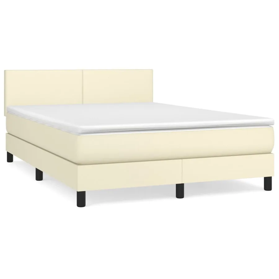 Sommier à lattes de lit avec matelas Crème 140x200cm Similicuir - 2