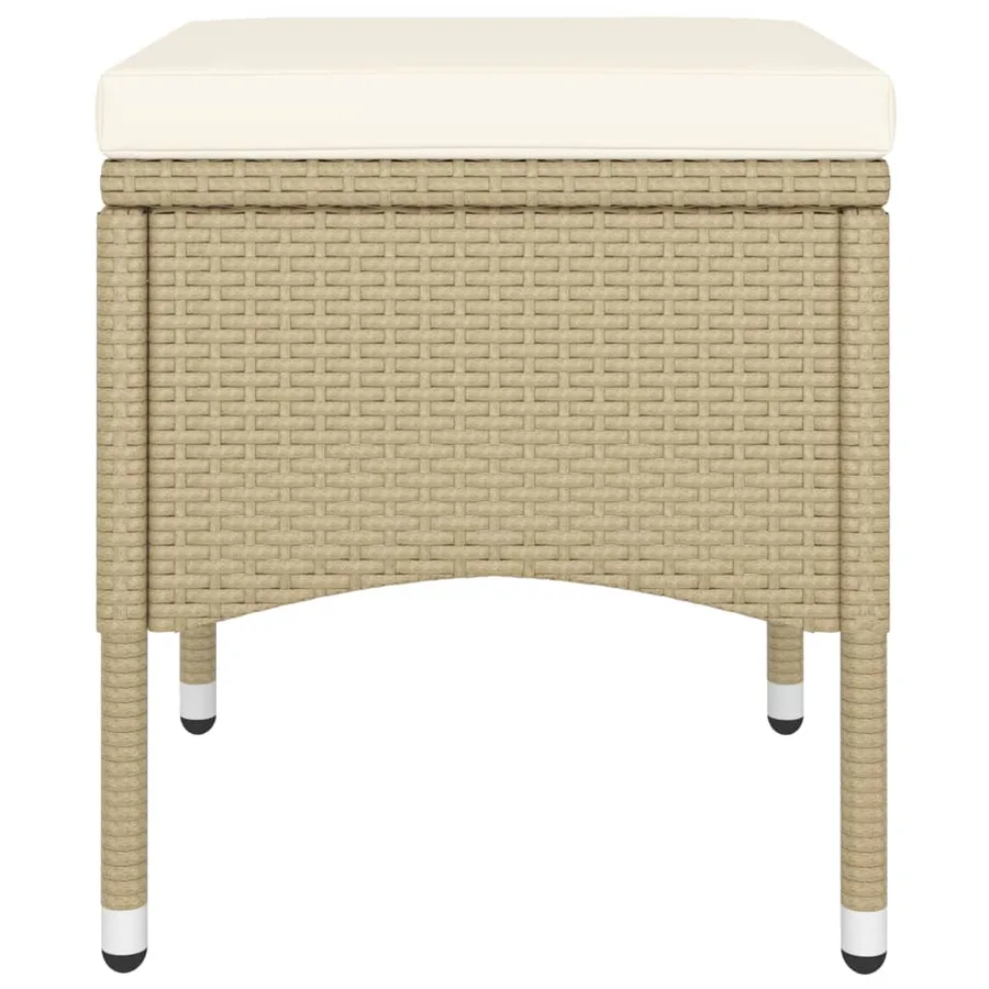 Ensemble de bistro 5 pcs Résine tressée et verre trempé Beige - 7