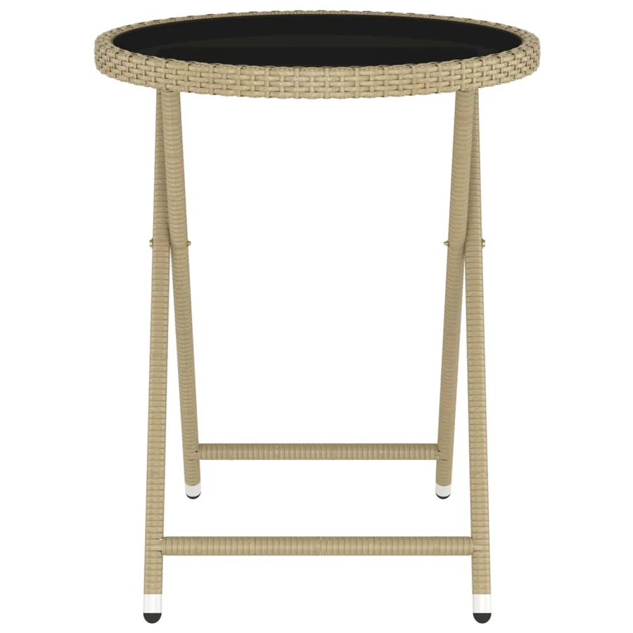 Ensemble de bistro 5 pcs Résine tressée et verre trempé Beige - 9