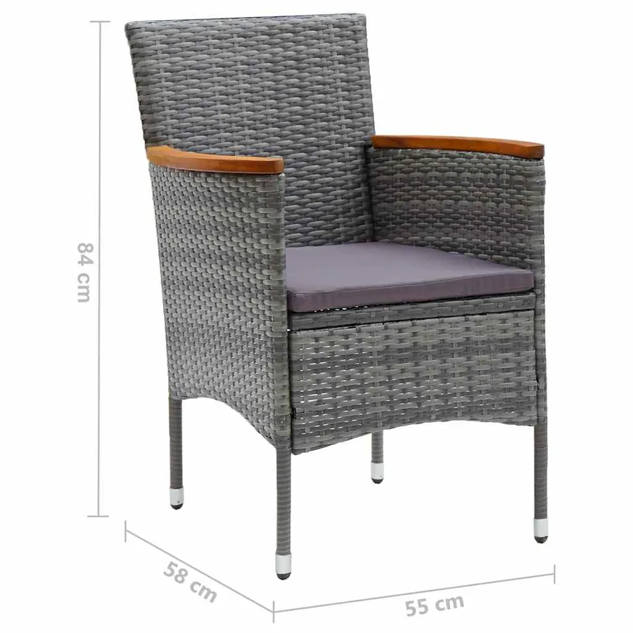 Ensemble à manger de jardin 11 pcs Gris - 13