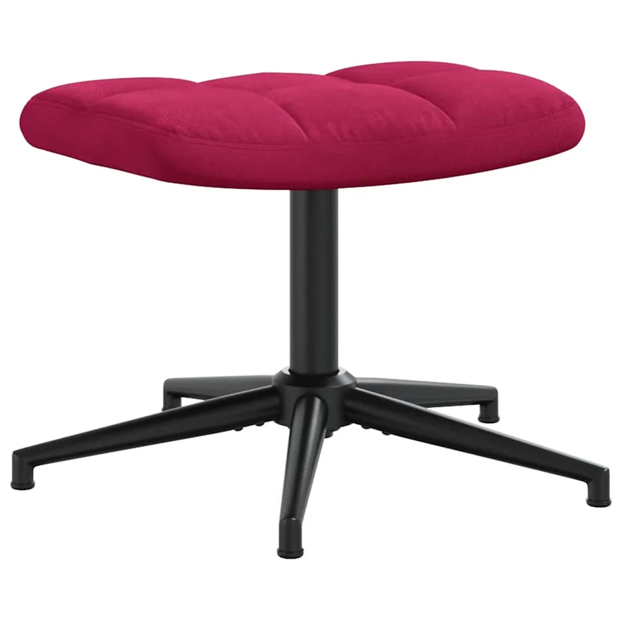 Chaise de relaxation avec tabouret Rouge bordeaux Velours - 8