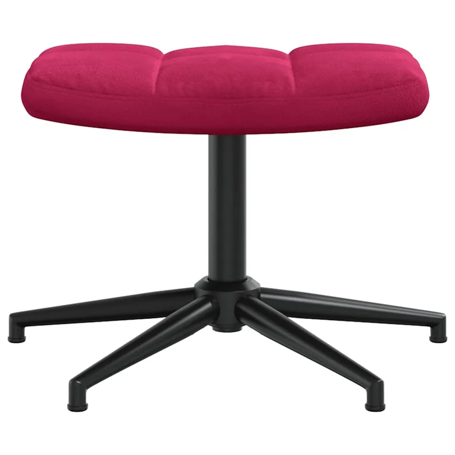Chaise de relaxation avec tabouret Rouge bordeaux Velours - 9