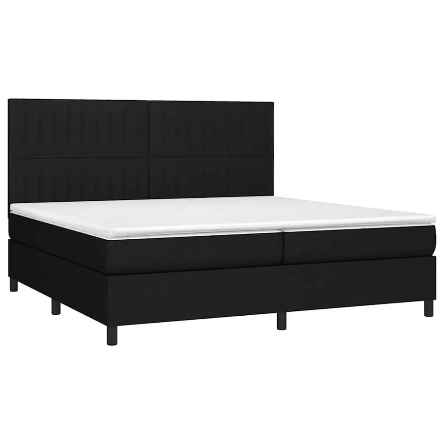 Sommier à lattes de lit et matelas et LED Noir 200x200 cm Tissu - 3