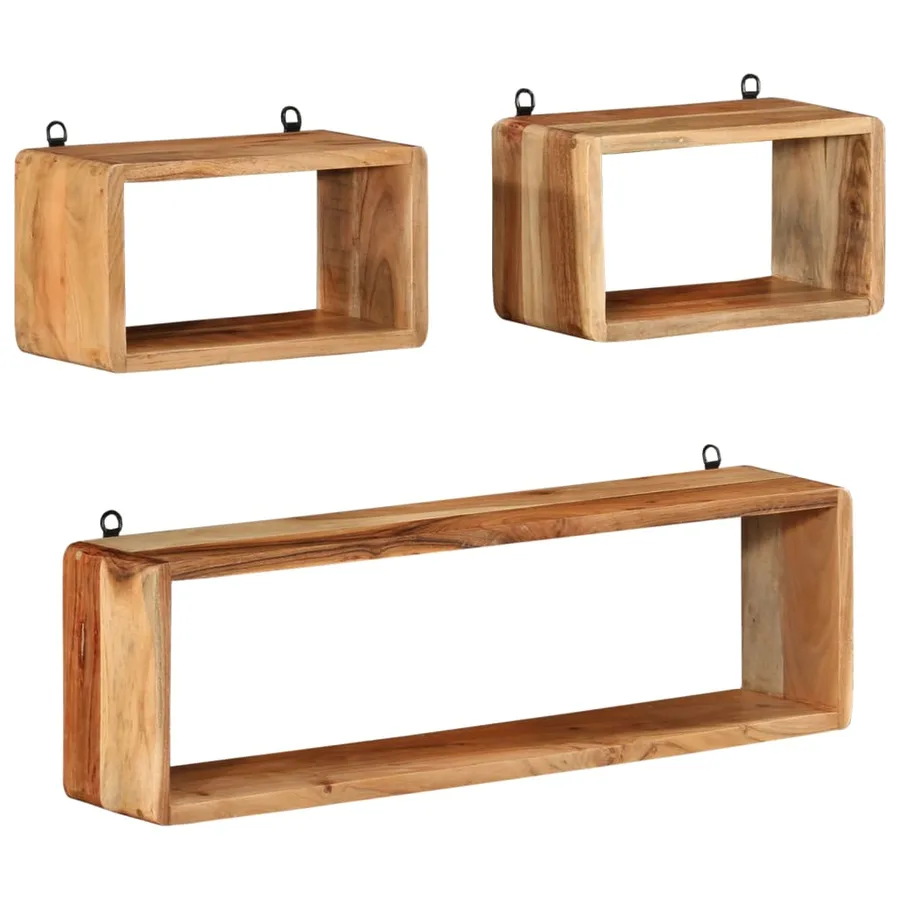 Ensemble d'étagères murales cube 3 pcs Bois d'acacia solide - 10