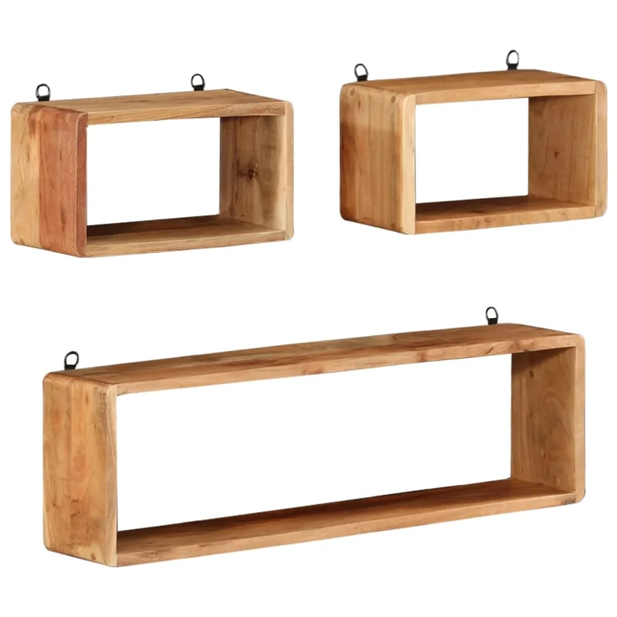 Ensemble d'étagères murales cube 3 pcs Bois d'acacia solide - 11