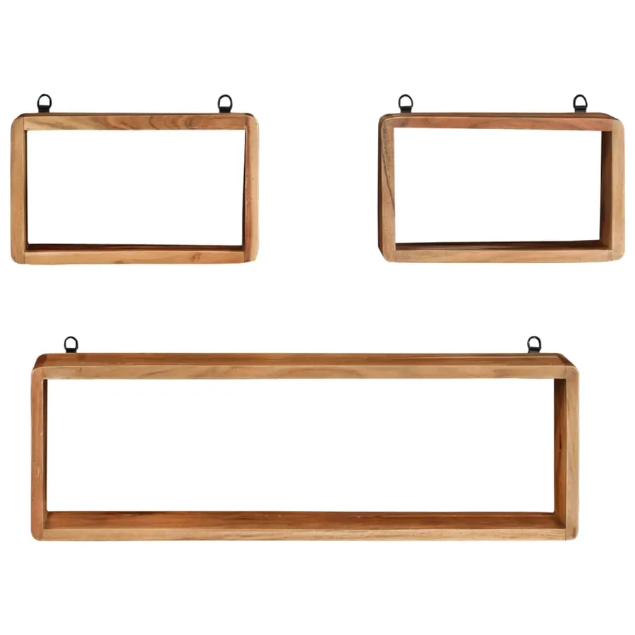 Ensemble d'étagères murales cube 3 pcs Bois d'acacia solide - 2