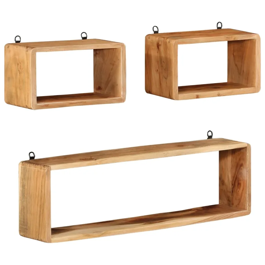 Ensemble d'étagères murales cube 3 pcs Bois d'acacia solide - 8