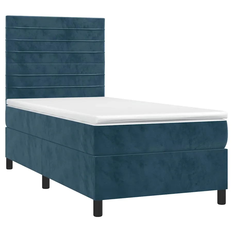 Sommier à lattes de lit matelas LED Bleu foncé 90x200cm Velours - 3