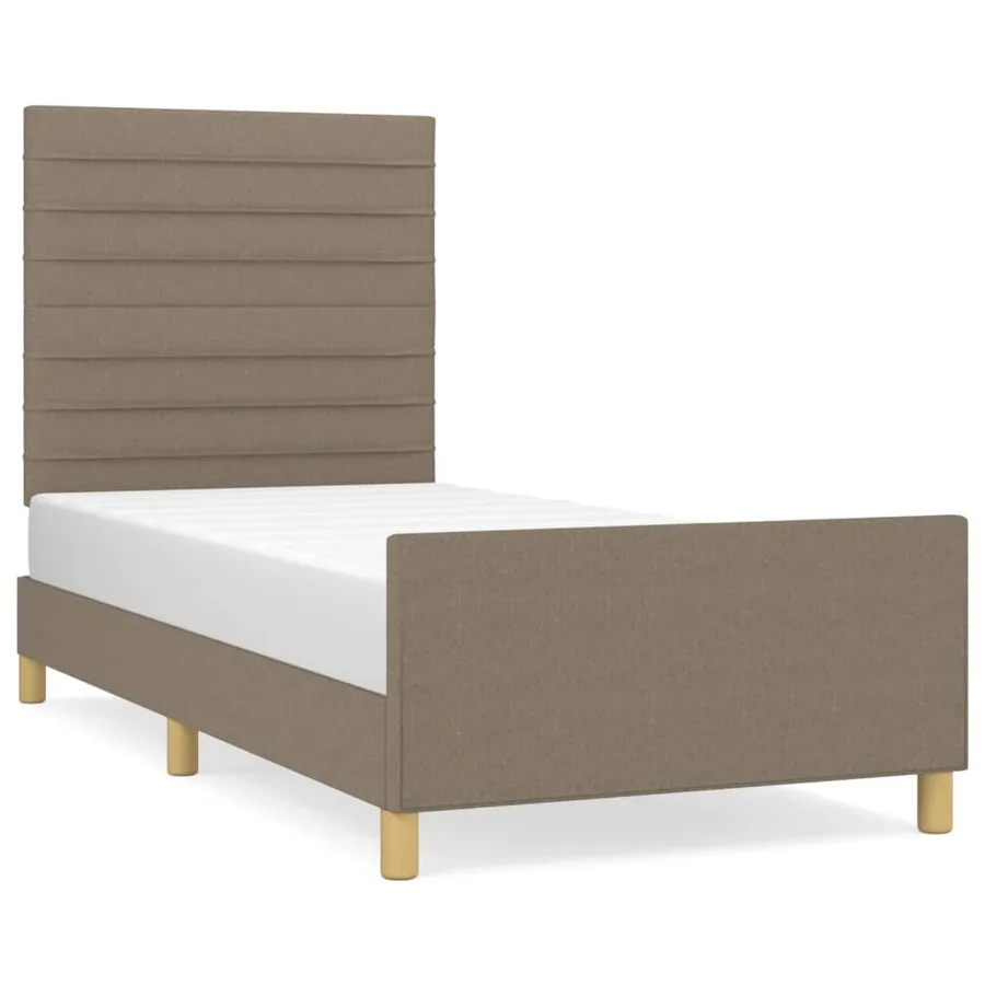 Cadre de lit sans matelas taupe 100x200 cm tissu - 2